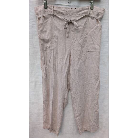 Zac And Rachel Women's Linen Blend Relaxed Fit Crop Pants Sz XL Drawstring Beach - Picture 1 of 4